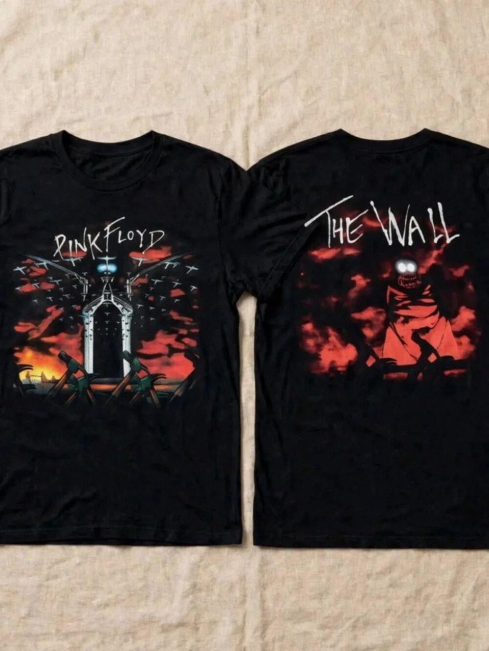 Vintage 1997 Pink Floyd The Wall Black Two-Sided Graphic T-Shirt S-4XL [Reprint]